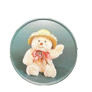 Vintage tin teddy bear coaster set